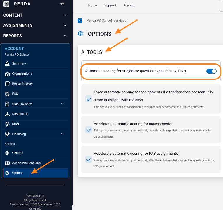 AI tools admin settings